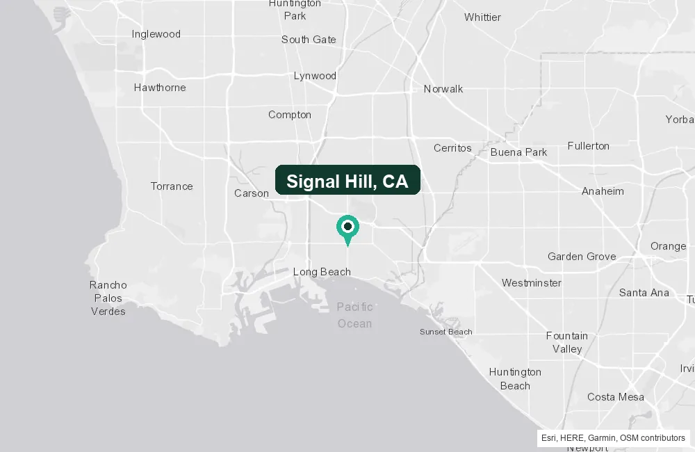Map of Signal Hill, California and the surrounding Los Angeles County area service area